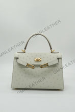 Load image into Gallery viewer, Verona 22 Kelly Style Ostrich Leather Cream Color Gold Hardware
