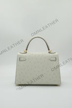 Load image into Gallery viewer, Verona 22 Kelly Style Ostrich Leather Cream Color Gold Hardware
