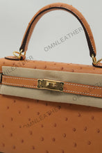 Load image into Gallery viewer, Verona 22 Kelly Style Ostrich Leather Brown Color Gold Hardware
