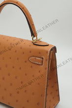 Load image into Gallery viewer, Verona 22 Kelly Style Ostrich Leather Brown Color Gold Hardware
