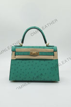 Load image into Gallery viewer, Verona 22 Kelly Style Ostrich Leather Green Color Gold Hardware
