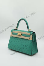 Load image into Gallery viewer, Verona 22 Kelly Style Ostrich Leather Green Color Gold Hardware
