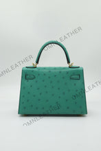 Load image into Gallery viewer, Verona 22 Kelly Style Ostrich Leather Green Color Gold Hardware
