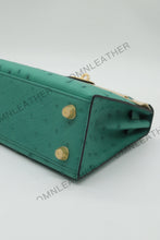 Load image into Gallery viewer, Verona 22 Kelly Style Ostrich Leather Green Color Gold Hardware
