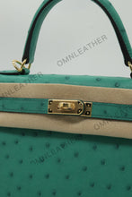 Load image into Gallery viewer, Verona 22 Kelly Style Ostrich Leather Green Color Gold Hardware
