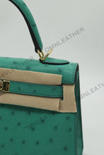 Load image into Gallery viewer, Verona 22 Kelly Style Ostrich Leather Green Color Gold Hardware

