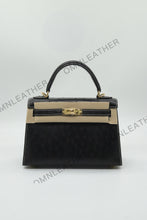 Load image into Gallery viewer, Verona 22 Kelly Style Ostrich Leather Black Color Gold Hardware
