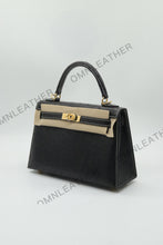 Load image into Gallery viewer, Verona 22 Kelly Style Ostrich Leather Black Color Gold Hardware
