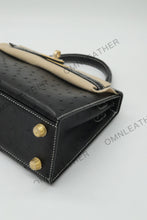 Load image into Gallery viewer, Verona 22 Kelly Style Ostrich Leather Black Color Gold Hardware
