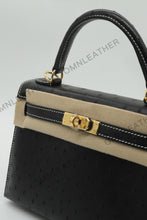 Load image into Gallery viewer, Verona 22 Kelly Style Ostrich Leather Black Color Gold Hardware

