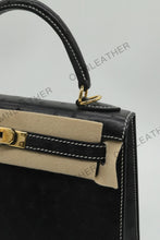 Load image into Gallery viewer, Verona 22 Kelly Style Ostrich Leather Black Color Gold Hardware
