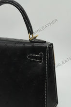 Load image into Gallery viewer, Verona 22 Kelly Style Ostrich Leather Black Color Gold Hardware
